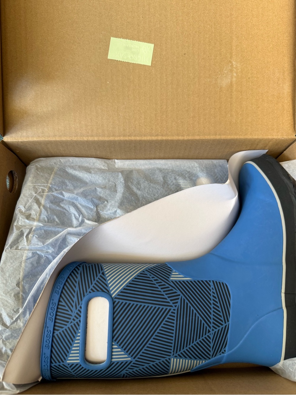 Bogs Blue and Black Geometric Waterproof Rain Boots - Picture 2 of 3